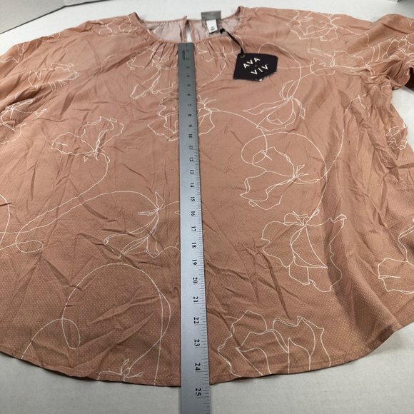 Ava And Viv Women's Size 2X Blouse Long Sleeve Floral Print Pink New With Tags - Picture 13 of 14
